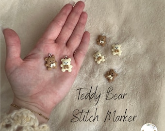 Custom Teddy Bear Stitch Marker/Bag Charm - Crocheting/Knitting - Lobster Clasp - Multiple Colors