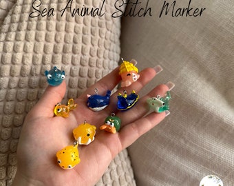 Custom Sea Animal Stitch Marker (Clear) - Crocheting/Knitting - Lobster Clasp - Multiple Colors