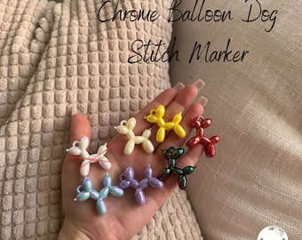 Custom Chrome Balloon Dog Stitch Marker - Crocheting/Knitting - Lobster Clasp - Multiple Colors