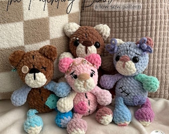 The Patchling Bear - Bear Crochet Pattern - Low Sew (base) Crochet Pattern
