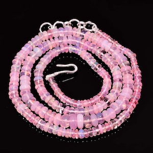 AAA Great Awesome Looking Beads Gemstone 52 Cts Pink Color Opal Beads Gemstone Rondelle Smooth Round Beads Necklace Gemstone 17-18