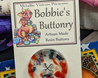 30 millimetri. D5 Buttons Handmade Resin Black and Red Bloops 1 pack From Bobbie's Buttonry