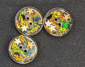 Bottoni W7 da 12 mm fatti a mano in resina coriandoli di Halloween Sparkle confezione da 6 da Bobbie's Buttonry