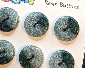 Bottoni W7 da 12 mm fatti a mano in resina nera grigio luccicante Duo confezione da 6 da Bobbie's Buttonry