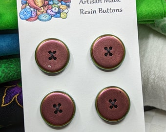 Bobbie's Buttonry の 15 mm W5 ボタン ハンドメイド 樹脂 カメレオン レッドグリーンシャイン 6 個パック