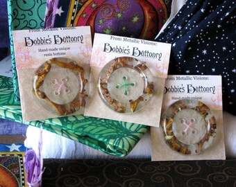 38mm D6 Buttons Handmade Resin Branches 1 confezione da Bobbie's Buttonry