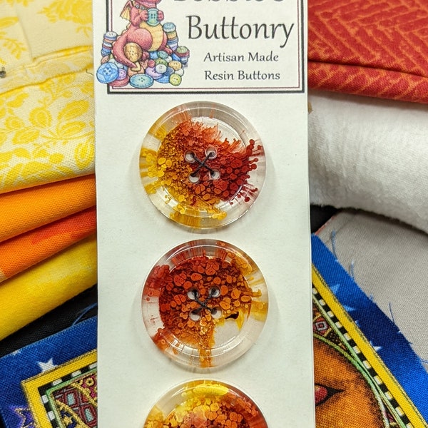 30mm.D5 Buttons Handmade Resin Fall Colors Petri Effect multi pack From Bobbie's Buttonry