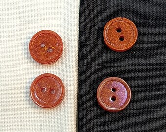 Bottoni W8 da 10 mm fatti a mano in resina rossa arancione luccicante confezione da 6 da Bobbie's Buttonry