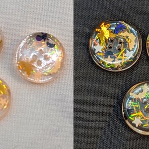 15mm W5 Buttons Handmade Resin Halloween Glitter in Clear 6 pack from Bobbie&#39;s Buttonry