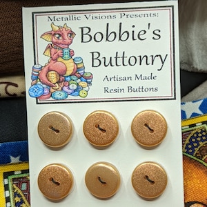 12mm W7 Knoppen Handgemaakte Hars Perzik Koper Shimmer 6 pak van Bobbie's Buttonry