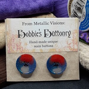 15mm W4 Buttons Handmade Resin Cosmic 4 color Chameleon 2 pack from Bobbie&#39;s Buttonry