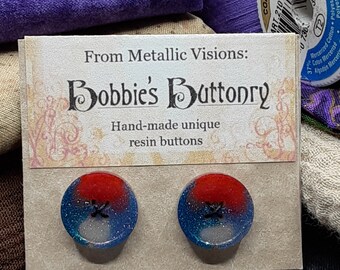 Bobbie's Buttonry の 15 mm W4 ボタン ハンドメイド 樹脂製 コズミック 4 色 カメレオン 2 パック
