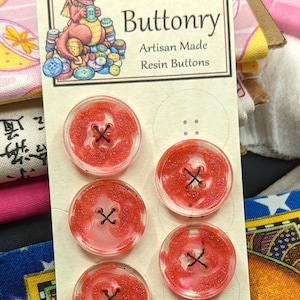 20 mm W2 knoppen handgemaakte hars helder roze blauw Shimmer Swirl 5 pack van Bobbie's Buttonry