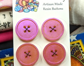 20mm W2 Buttons Handmade Resin Pink Violet Shimmer 6 pack from Bobbie's Buttonry