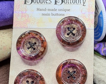 Bottoni da 18 mm in resina fatta a mano oro, rosso viola Petri 4 confezione da Bobbie's Buttonry