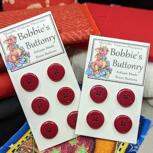 15mm W5 Buttons Handmade Resin Hot Pink packs from Bobbie&#39;s Buttonry