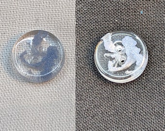 Bottoni W7 da 12 mm fatti a mano in resina azzurro brillante e trasparente Duo 6 pezzi da Bobbie's Buttonry