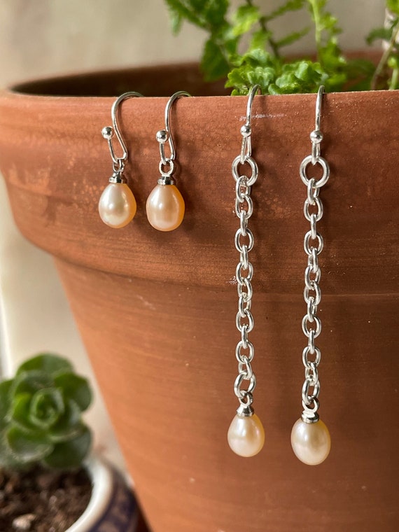 Dainty sale pearl earrings