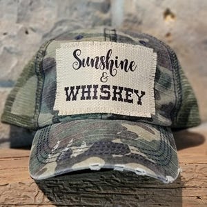 Sunshine & Whiskey, Ponytail Hat, Trucker Hat, Baseball Cap, Men&#39;s Gift, Women&#39;s Gift, Friend Gift, Funny Hat