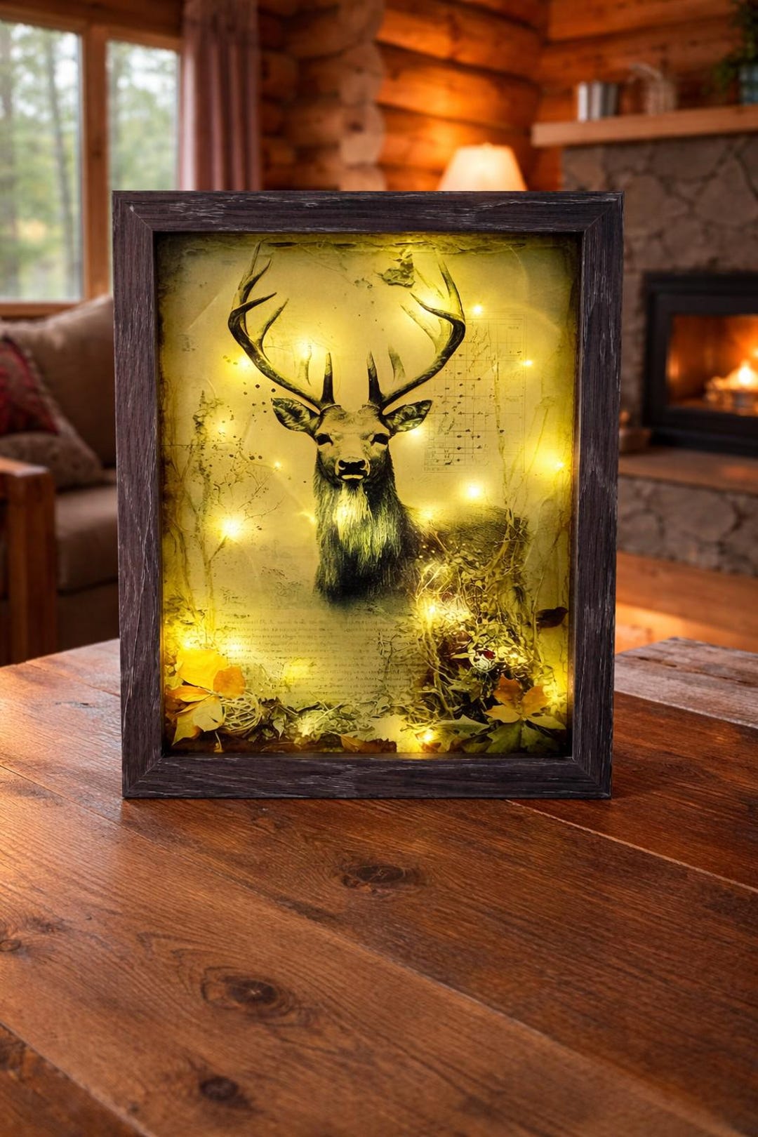 Buck Light up Shadow Box, Home Decor, Outdoor Scene, Gift Idea, Faux ...