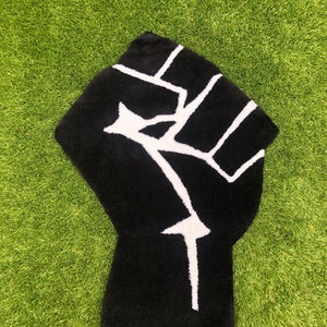 Black Power Fist Tufted Rug