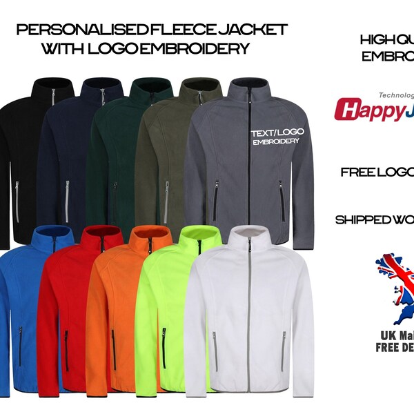 Custom Logo Fleece Jacket Etsy