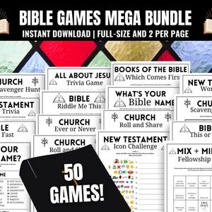 Bible 50-Game MEGA Bundle, Fun Bible Games for Bible Study, Youth Group Activities, Sunday School Ideas, Small Group Games, Christian Games