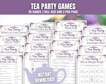 Paquete MEGA de juegos para fiestas de té: 35 actividades imprimibles (descarga digital)