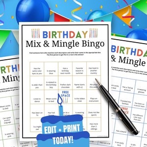 Birthday Party Guest Bingo: Mix and Mingle Icebreaker (PDF)