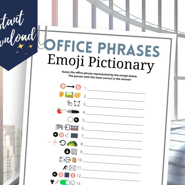 Office Emoji Pictionary Game, Fun Emoji Game for Work Party, Office Party, Team Building, Staff Appreciation Activity, Printable Office Game