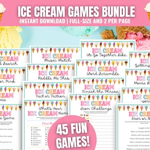 Ice Cream Games MEGA BUNDLE, Ice Cream Party Games, Ice Cream Social Ideas, Ice Cream Printable Games, Summer Party Games, Family Activities