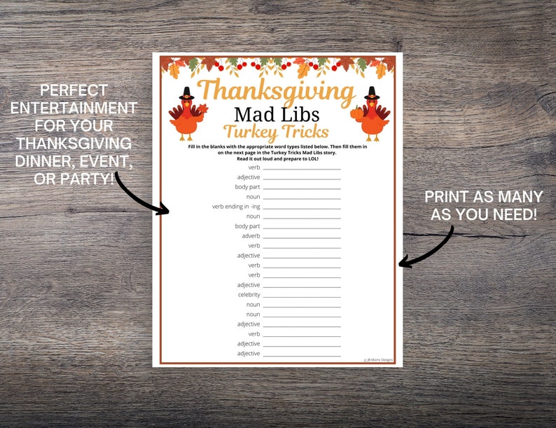 Thanksgiving Ad Libs BUNDLE, Thanksgiving Word Game for Kids & Adults, Thanksgiving Day Games, Fun Thanksgiving Dinner Activity for Families image 5