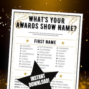Awards Show Name Game: Hollywood Party Icebreaker (PDF Download)