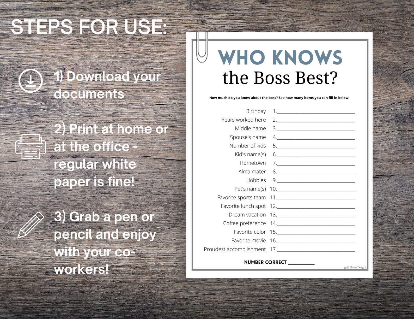 Who Knows the Boss Best Office Party Game Fun Work Game for Etsy