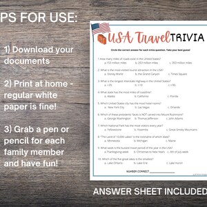 Road Trip Trivia Game BUNDLE, USA Travel Trivia Questions &amp; Answers, Kids Travel Games for the ...