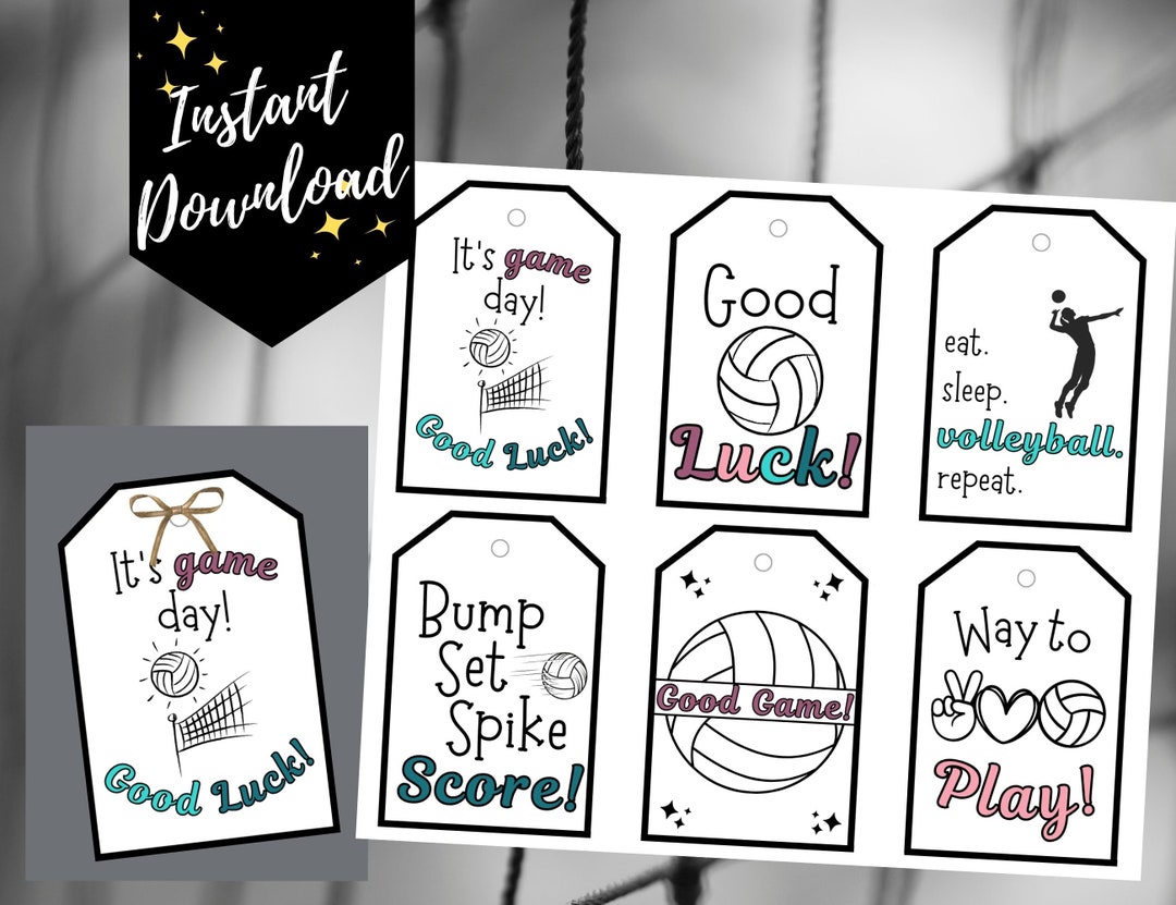Volleyball Treat Tags, Volleyball Snack Tags, Volleyball Goodie Bag