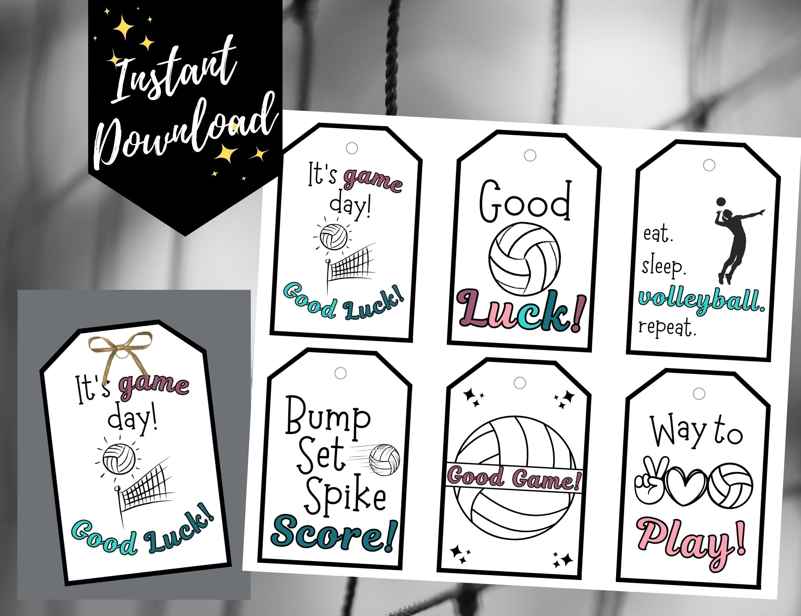 Volleyball Treat Tags Volleyball Snack Tags Volleyball - Etsy
