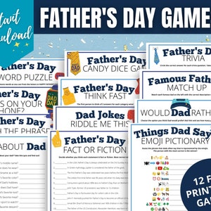 Father’s Day 12-Game MEGA BUNDLE, Fun Father's Day Games for Kids, Adults, & Seniors, Fathers Day Party Activity, Fathers Day Family Games