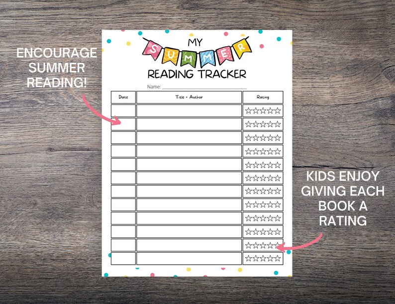 Printable Summer Reading Tracker for Kids Summer Reading Log Etsy