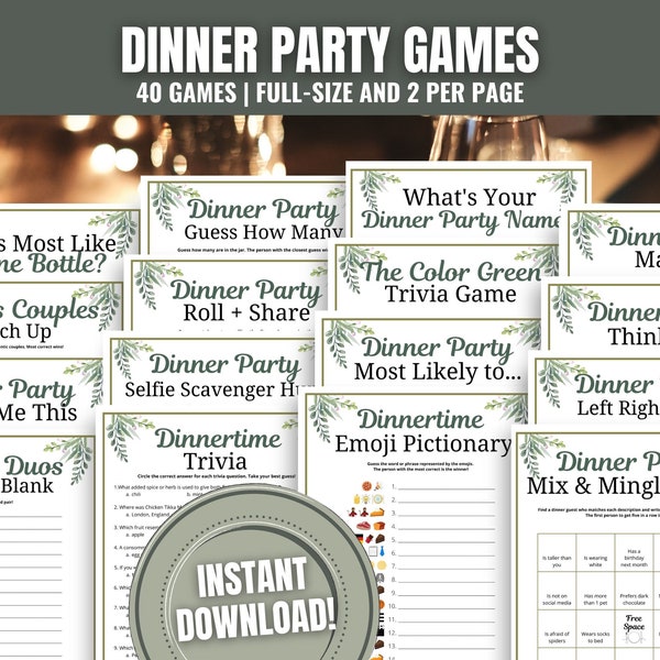 Dinner Party 40-Game MEGA BUNDLE, Group Dinner Icebreaker Games, Dinner Games, Work Party Games, Get to Know You Games, Dinner Table Games