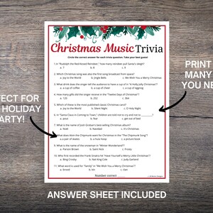 Christmas Music Trivia Game, Printable Christmas Songs Trivia, Fun ...