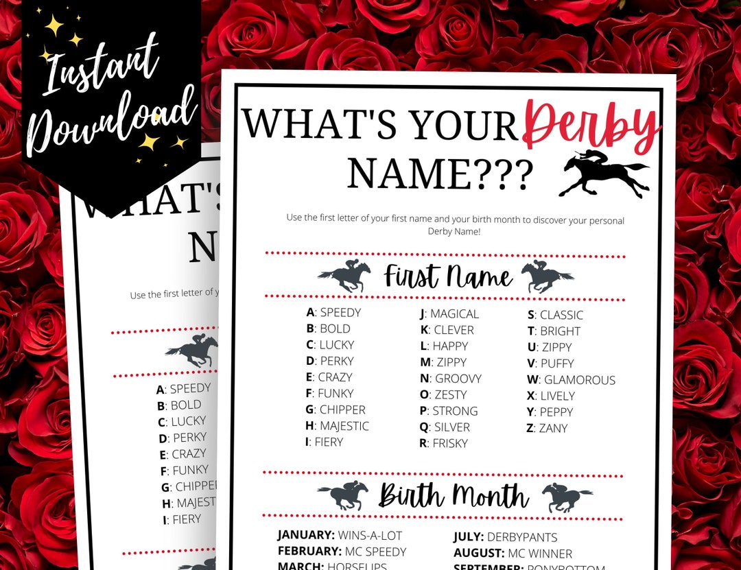 What's Your Derby Name Kentucky Derby Game, Funny Kentucky Derby Name