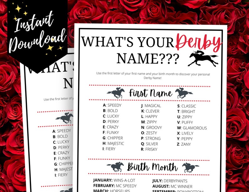 What's Your Derby Name Kentucky Derby Game Funny - Etsy