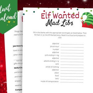 Christmas Ad Lib Game Funny Elf Mad Libs Game Christmas Day - Etsy
