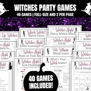 Halloween Witches Party Games Bundle: 40 Games for Halloween-themed Ladies Night (Instant Download)