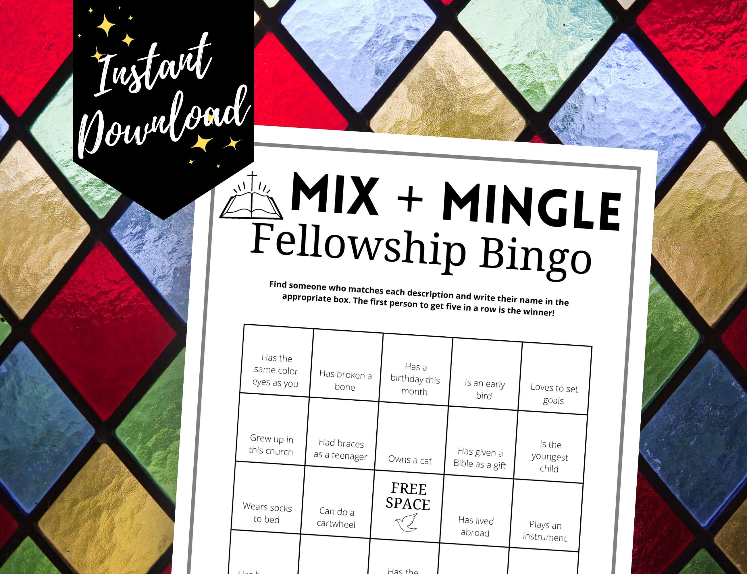 Mix &amp; Mingle Fellowship Bingo Game Fun Printable Christian - Etsy