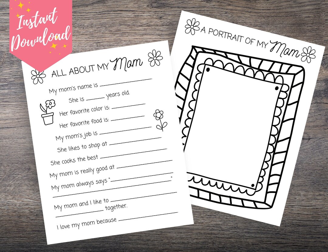 All About Mom Printable Gift for Mother's Day, Mother's Day Printable ...