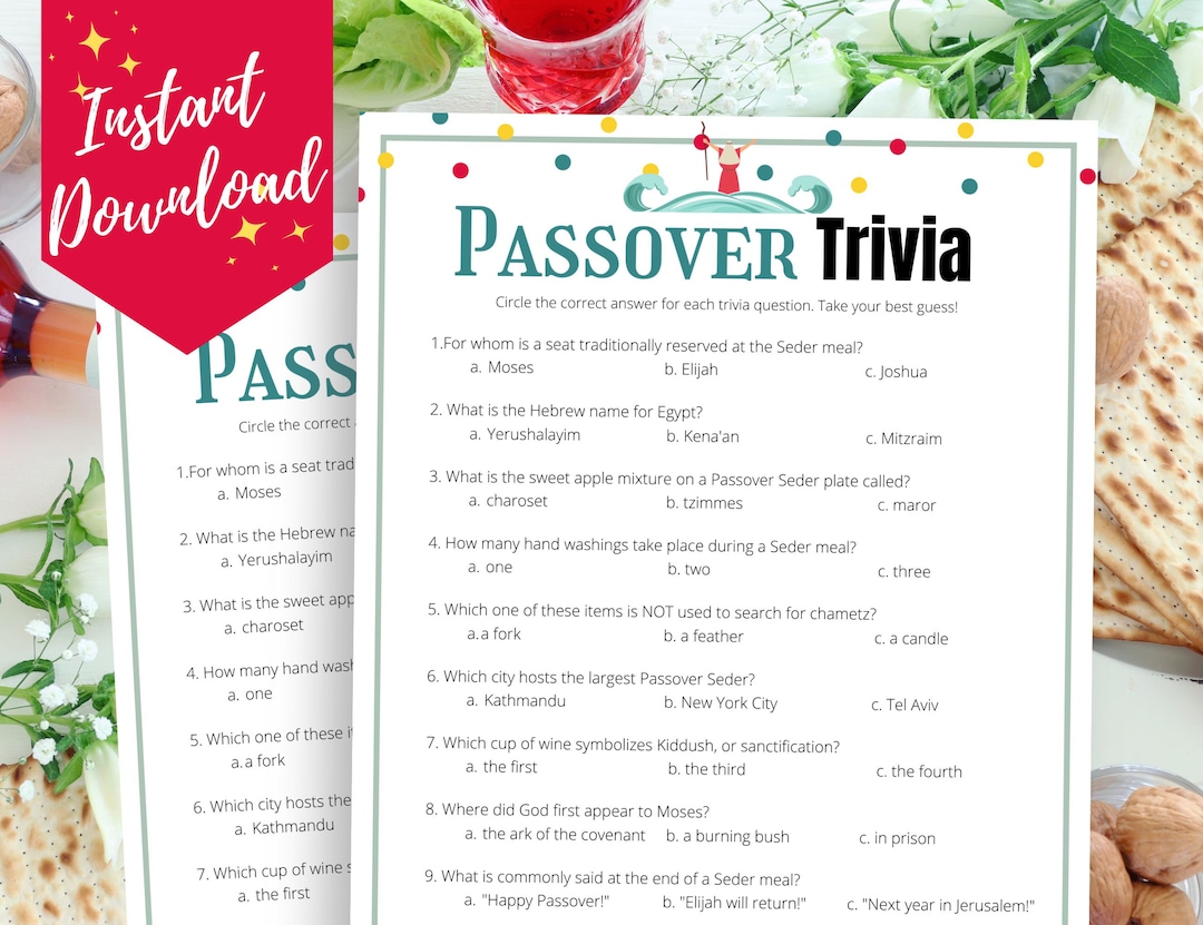 Passover Trivia Game, Printable Passover Trivia Questions & Answers ...