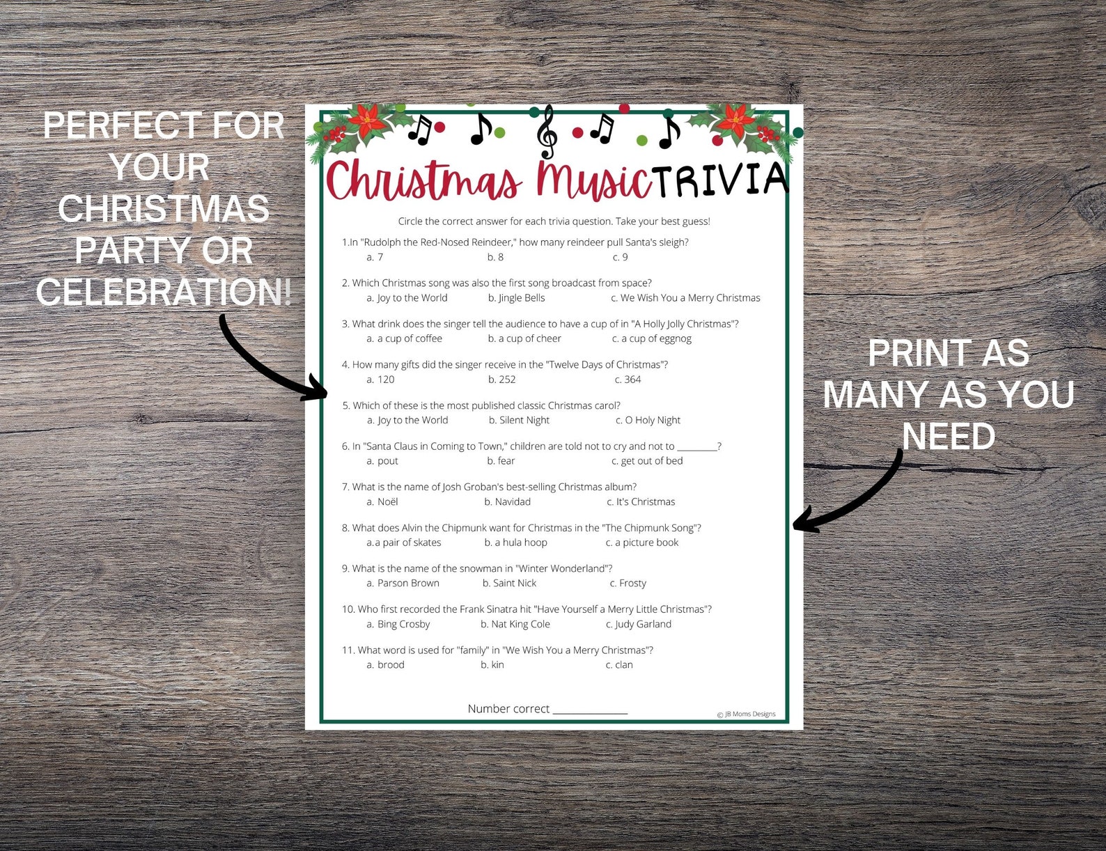 Christmas Music Trivia Game Printable Christmas Songs Trivia - Etsy