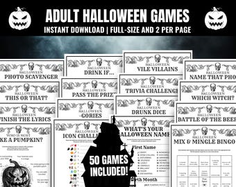 Adult Halloween Games MEGA Bundle: 50 Party Activities and Icebreakers (Digital Download)